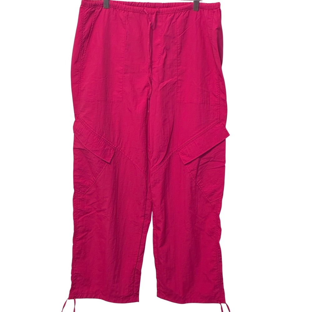 No Boundaries Vintage Hot Pink Cargo Pants Y2K Deadstock Wide Leg M 8-10
